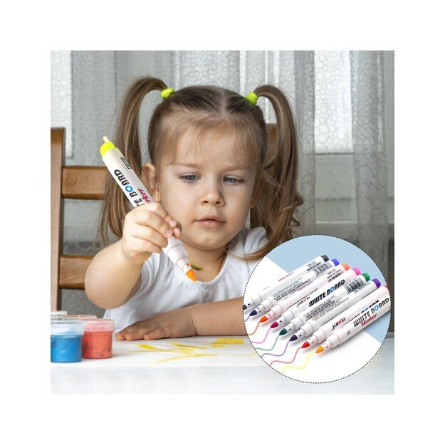 Magiški flomasteriai plaukiojantys ant vandens piešiniai rinkinyje yra 11 vnt. ir porcelianinis šaukštelis 7