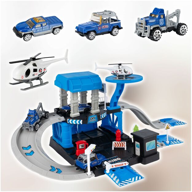 Trasa garažas policijos malūnsparnis ir mašinos 7