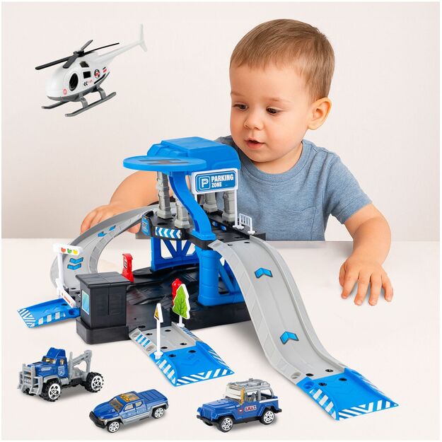 Trasa garažas policijos malūnsparnis ir mašinos 10