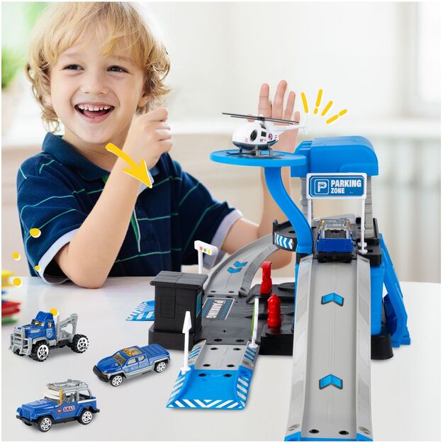 Trasa garažas policijos malūnsparnis ir mašinos 4