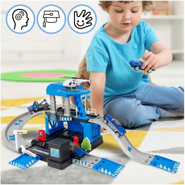 Trasa garažas policijos malūnsparnis ir mašinos 9