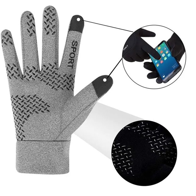 Šiltos žieminės pirštinės (Pilka) 4