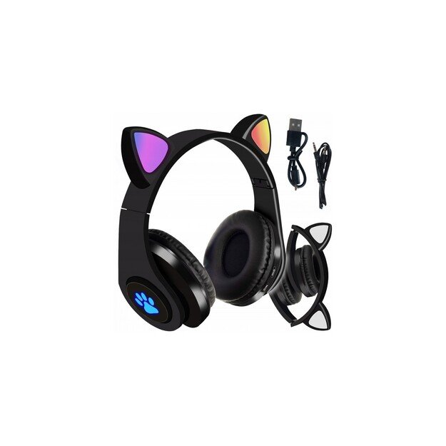 Belaidės ausinės Belaidės Bluetooth ausinės  Cat ears  su LED apšvietimu