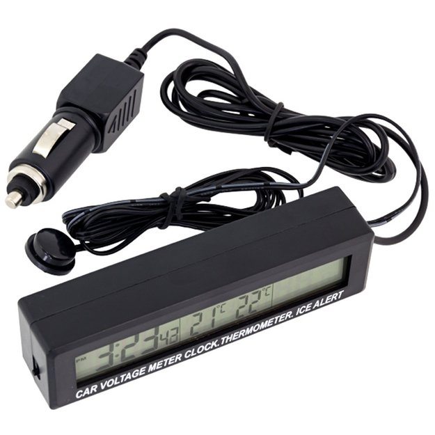 Elektroninis automobilio termometras su laikrodžiu 2