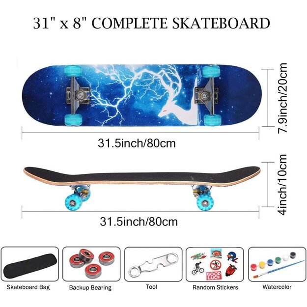 Riedlentė skate board 80 cm., LED šviečiantys ratukai