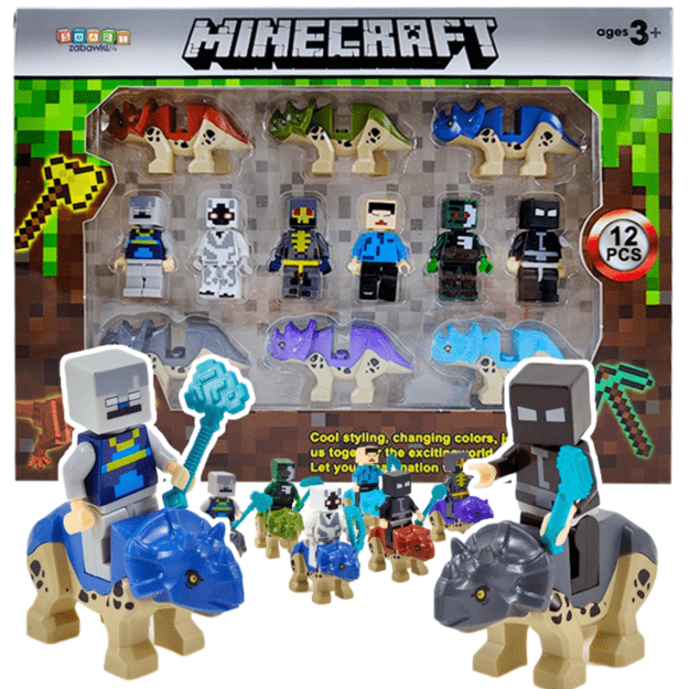 Minecraft tipo figūrėlių rinkinys 12 vnt. su dinozaurais