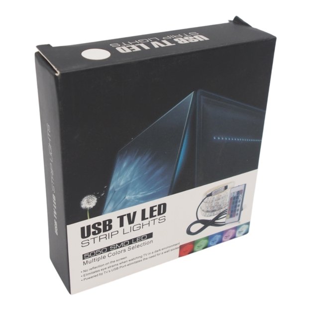 USB LED juosta televizoriui, 1 m, balta šviesa