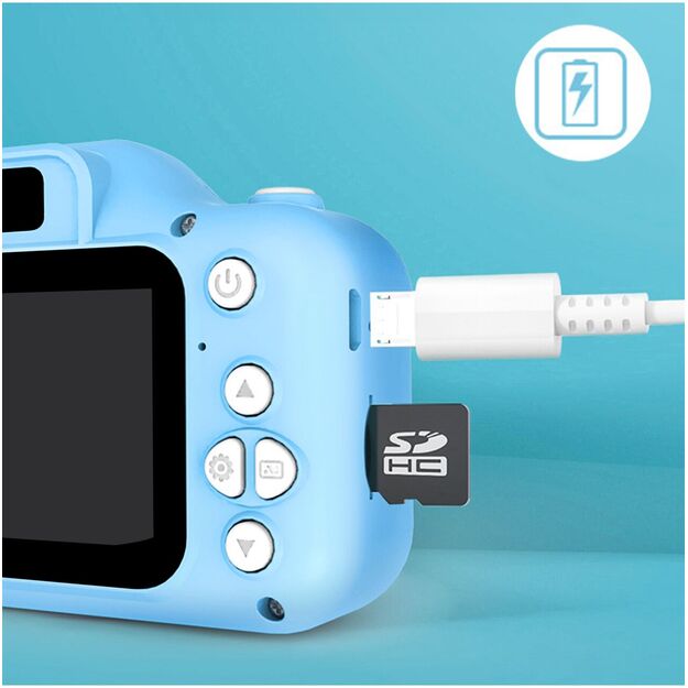 Fotoaparatas vaikui su atminties kortele 16 GB, 5 žaidimai, silikoninis dėkliukas 5