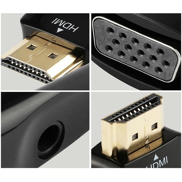 Keitiklis adapteris HDMI į VGA + Audio laidas