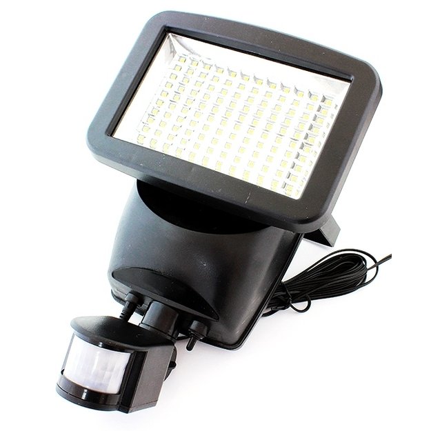 LED PROŽEKTORIUS SU SAULĖS BATERIJA IR JUDĖSIO DAVIKLIU