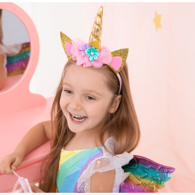 Unicorn (vienaragio) lankelis su veido dekoravimo akmenukais