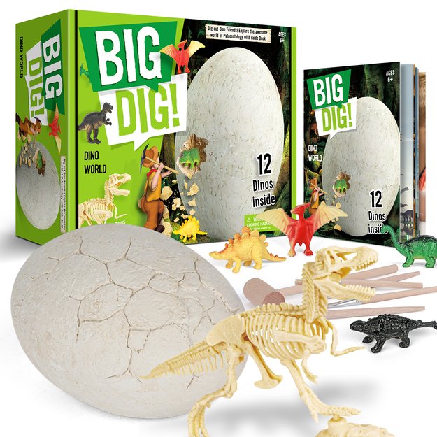 Archeologijos kasinėjimo rinkinys 12 dinozaurų didelis kiaušinis