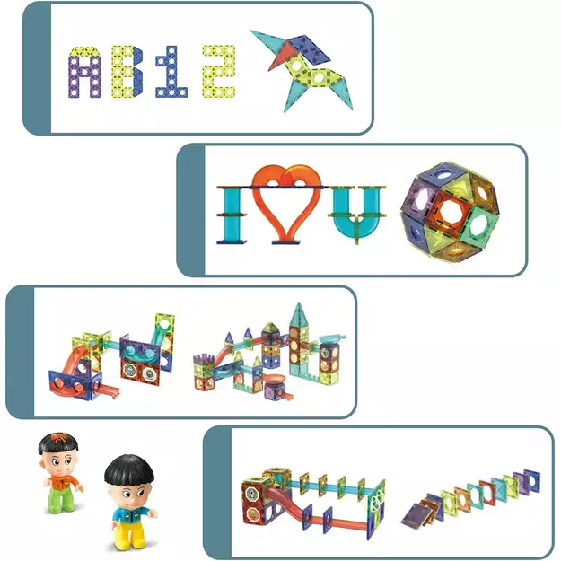 Magnetinis konstruktorius su kamuoliukais 75 detalės šviečiantis 3