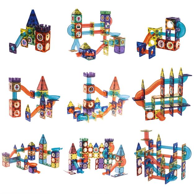 Magnetinis konstruktorius su kamuoliukais 75 detalės šviečiantis 8