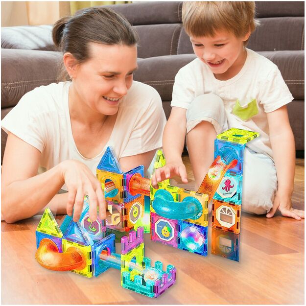 Magnetinis konstruktorius su kamuoliukais 75 detalės šviečiantis 6