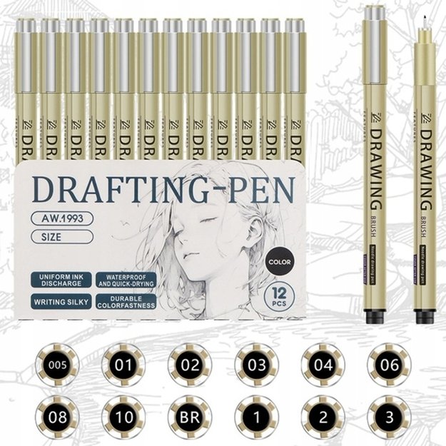 „Art Walker Drafting Pen“ techninių rašiklių rinkinys 12 vnt. 7