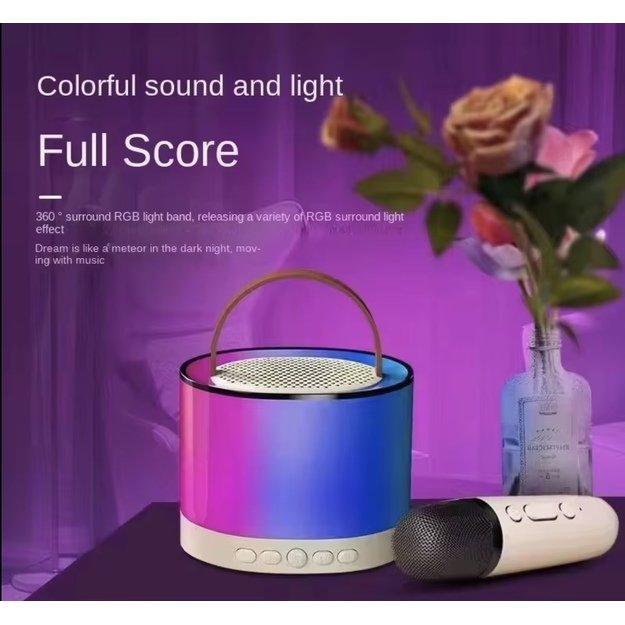 K52 Karaoke kolonėlė su dviem mikrofonais (RGB šviesos) 2