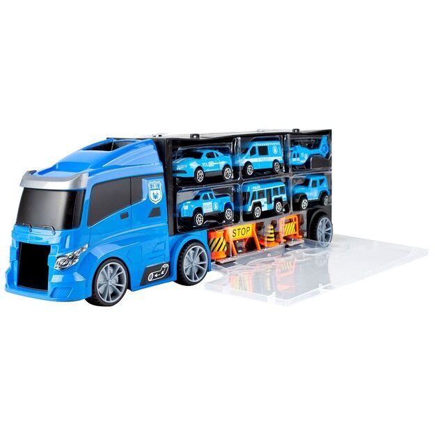 Policija vilkikas su kelio ženklais malūnsparnis 3