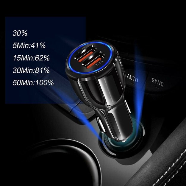 Greito įkrovimo auto SAM. 2 X USB 3.0 FAST adapteris