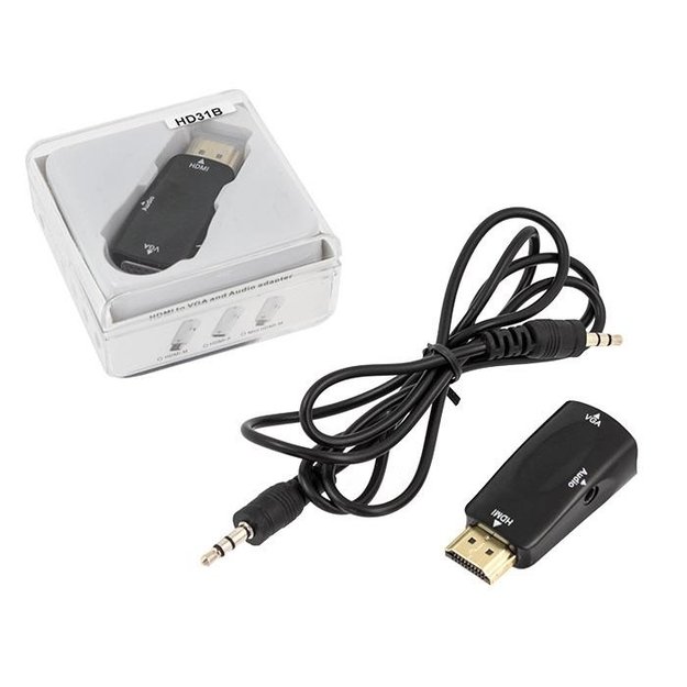 Keitiklis adapteris HDMI į VGA + Audio laidas