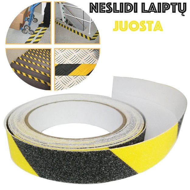 Neslidi Laiptų Juosta (Juoda/geltona)