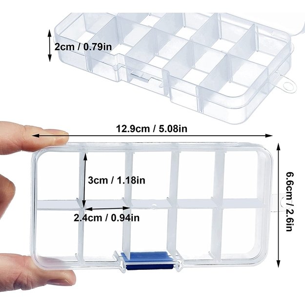 Plastikinė dėžutė, 10 skyrelių